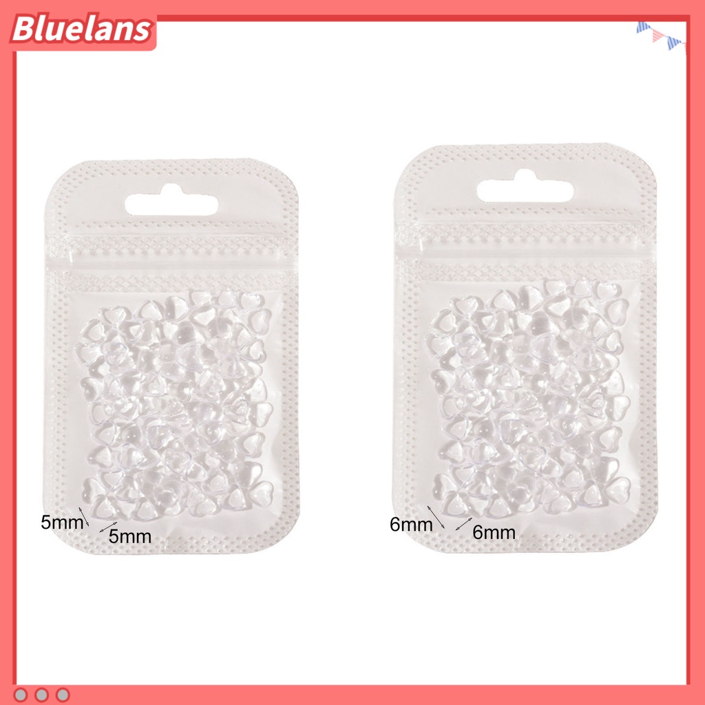 [BLM] 100pcs /Bag Aksesoris Kuku Fleksibel Pengerjaan Halus Resin 3D Bentuk Hati DIY Nail Art Charm Untuk Rumah