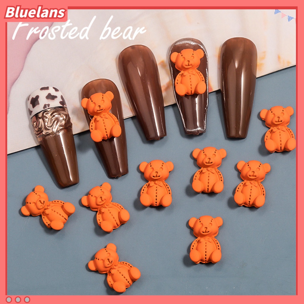 [BLM] 10pcs /Set Hiasan Kuku Permukaan Buram Efek 3D Ringan Lucu Kartun Beruang Nail Art Dekorasi Untuk Perempuan