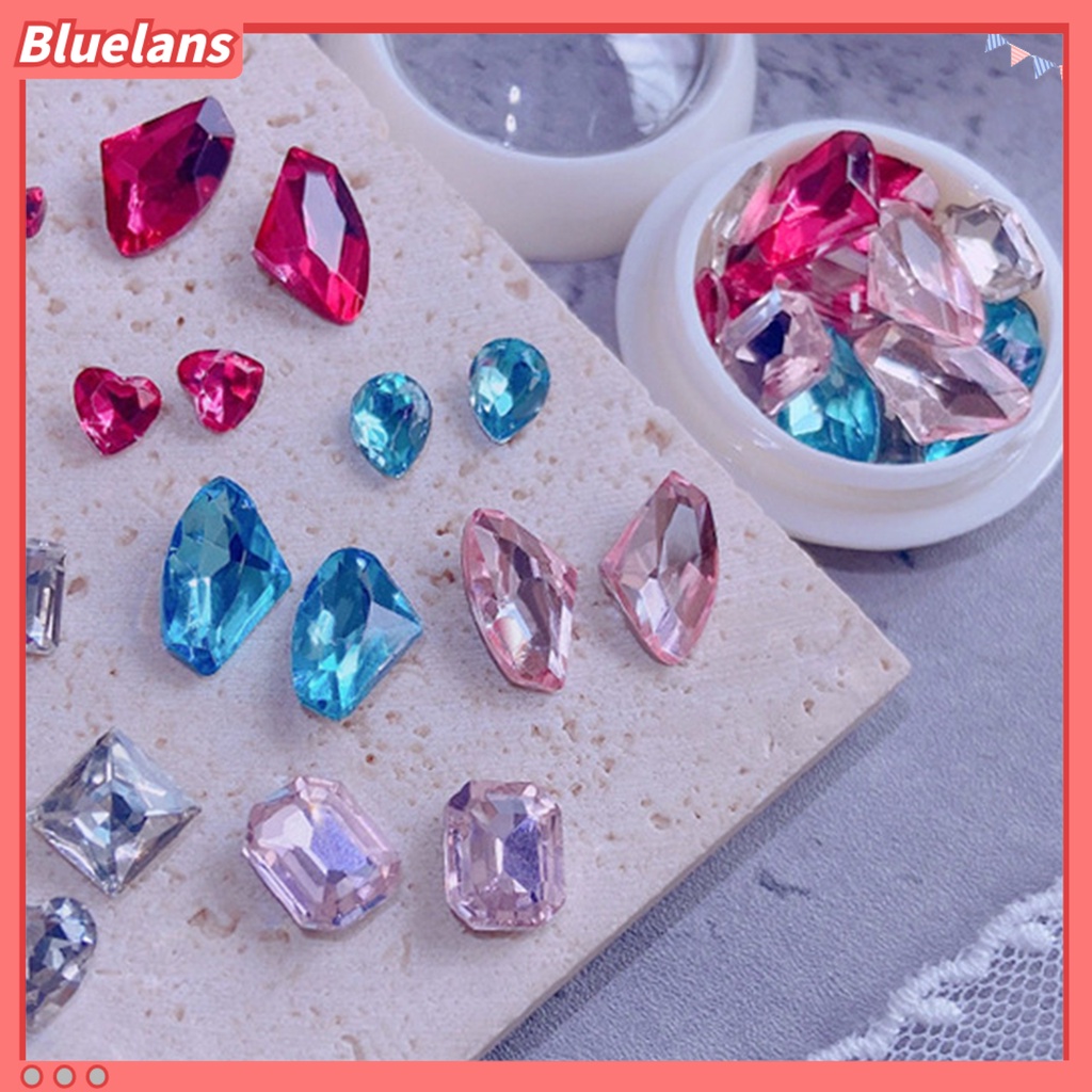 [BLM] Nail Rhinestones Indah DIY Ringan Nail Art Multi-faceted Love Dekorasi Untuk Wanita