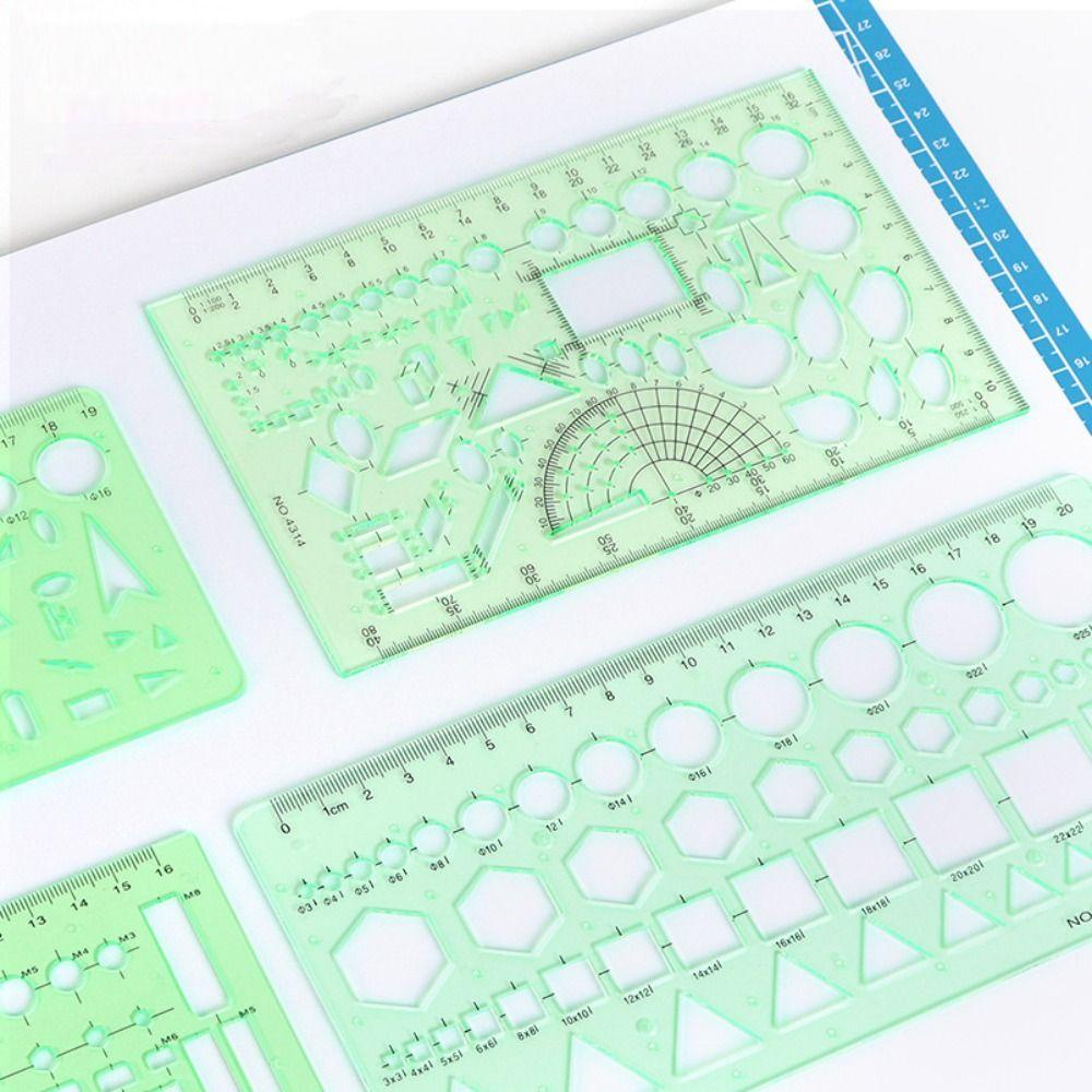 TOP 3buah Penggaris Geometri Multi Fungsi Untuk Belajar Merancang Lingkaran Template Gambar Plastik Hijau Bening