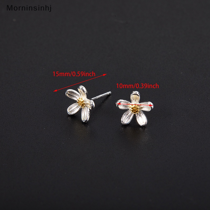 Mornin 1pasang Trendi Berlapis Perak Romantis Fashion Bunga Warna Silver Anting Stud Untuk Wanita Perempuan Gaya Korea Perhiasan Anting Kecil id