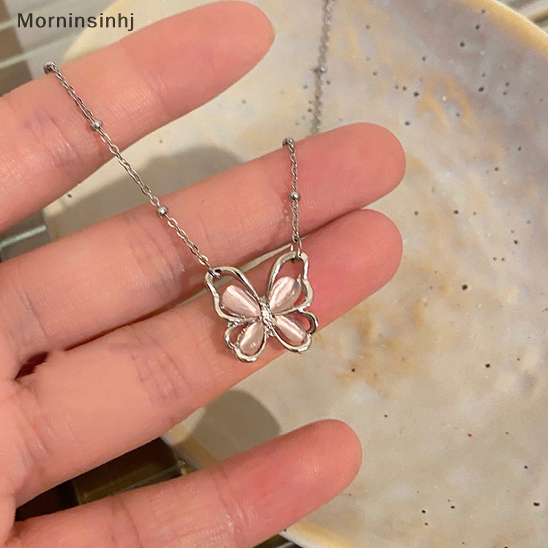 Mornin Shiny Butterfly Necklace Indah Warna Silver Kristal Berlian Imitasi Liontin Rantai Kalung Untuk Wanita Pesta Pernikahan Perhiasan Hadiah id