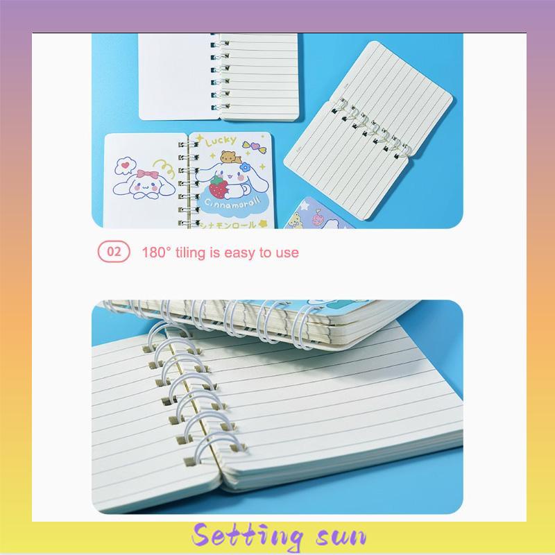 A7 Cute Mini Coil Notebook Kartun Kuromi Girly Notepad Portable Portable Small Diary TN