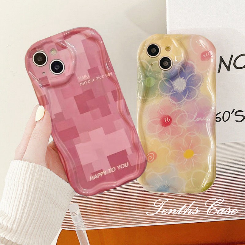 Kompatibel Untuk IPhone14 13 12 11 Pro Max8 7 6 6s Plus X Xr Xs Max SE 2020 3D Lengkung Gelombang Tepi Lukisan Minyak Seni Ponsel Case