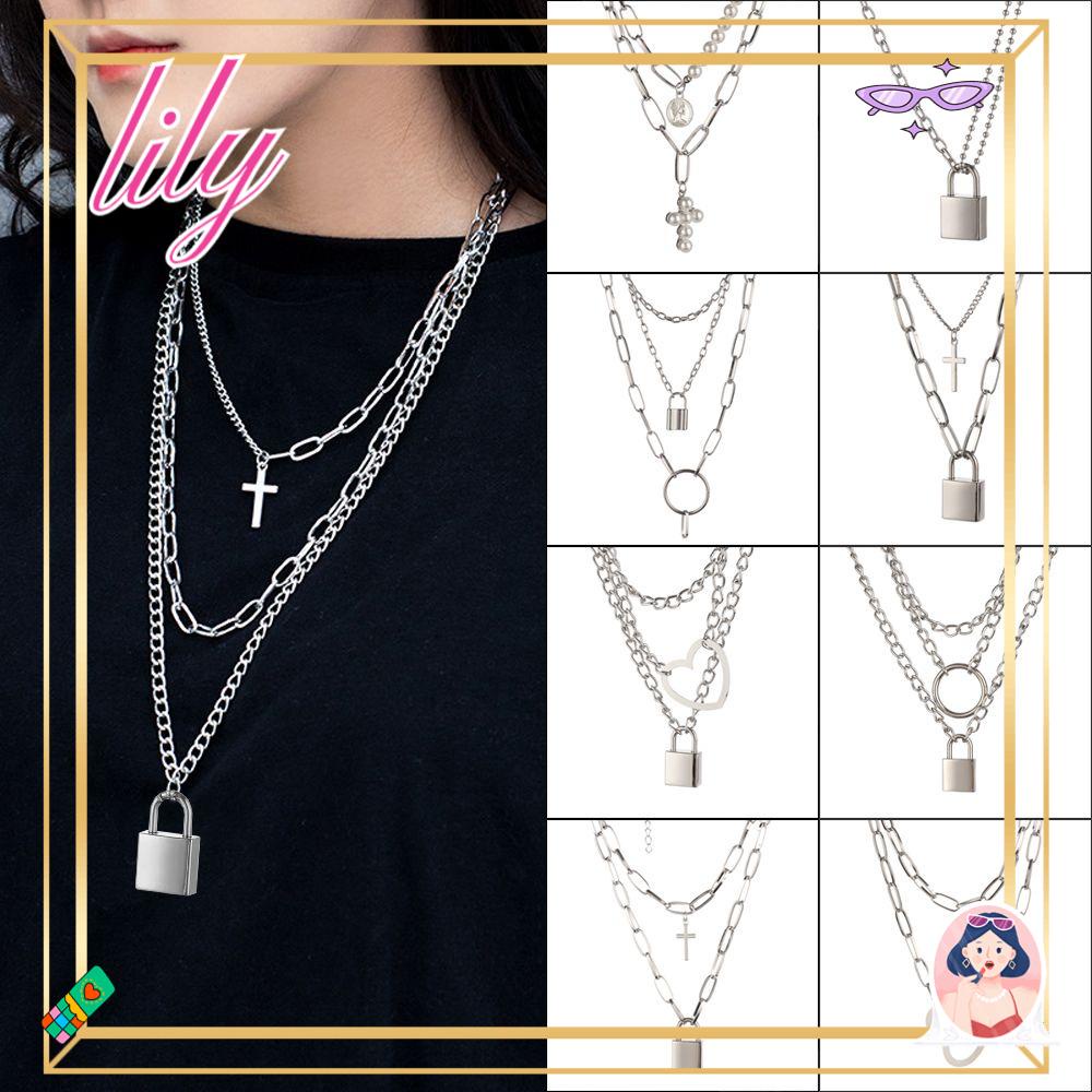 Lily Punk Kalung Pesona Perak Emas Wanita Pria Bib Choker