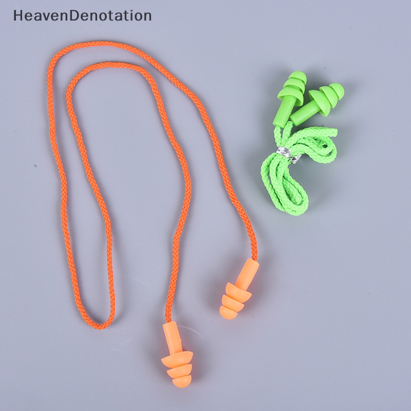 [HeavenDenotation] Penyumbat Telinga Silikon Penyumbat Telinga Tidur Pengecil Kebisingan Renang Earplug Dengan Tali HDV