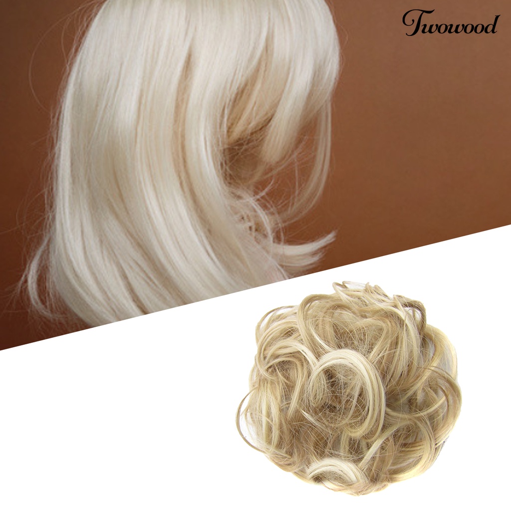 Twowood Hair Bun Soft All-match Curly Wanita Hair Bun Extension Untuk Travel Belanja Pacaran