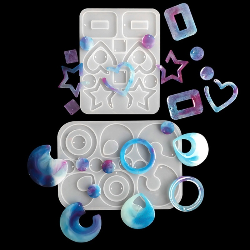 Siy 2Pcs Beberapa Gaya Gantungan Kunci Cetakan Liontin Silikon Ornamen Anting Epoxy Resin Casting Membuat Perhiasan Diy Cr