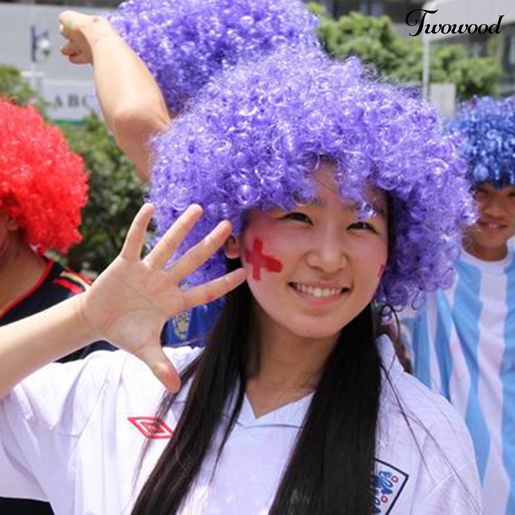 Twowood Meledak Tutup Kepala Modis Menarik Berbulu Berbagai Negara Multicolor Cosplay Aksesori Sepak Bola Peliharaan Karnaval Piala Dunia Bendera Wig Untuk Wanita