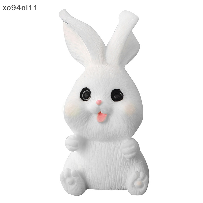 Xo Kartun Kelinci Putih Paradise World Series Micro Landscape Resin Dekorasi Kerajinan Hewan Lucu Berkebun Aksesoris OL