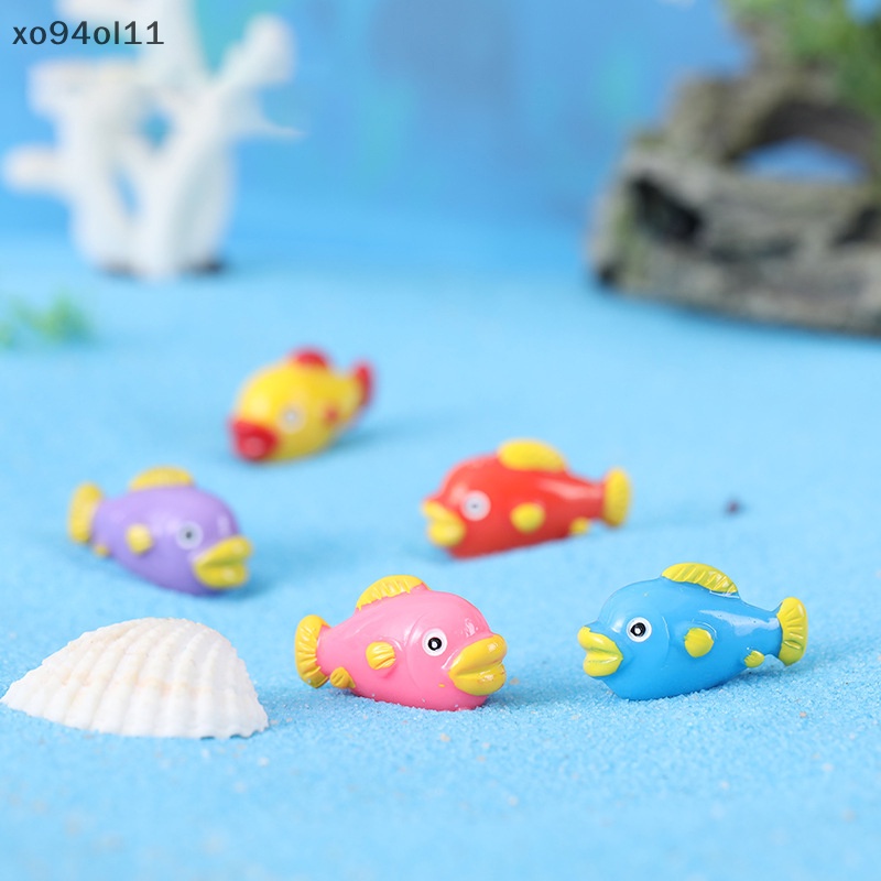 Xo 10 Pcs Random Kecil Warna-Warni Ikan Resin Ornamen Lanskap Mikro Kreatif Aquarium Ikan Hiasan Dekorasi OL