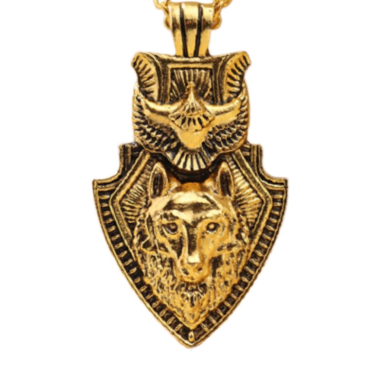 Pria Serigala Kepala Hip Hop Liontin Relief Stainless Steel Kalung Retro Serigala India Totem Hewan Liontin Jalan Hip Hop Pesta Pria Kalung