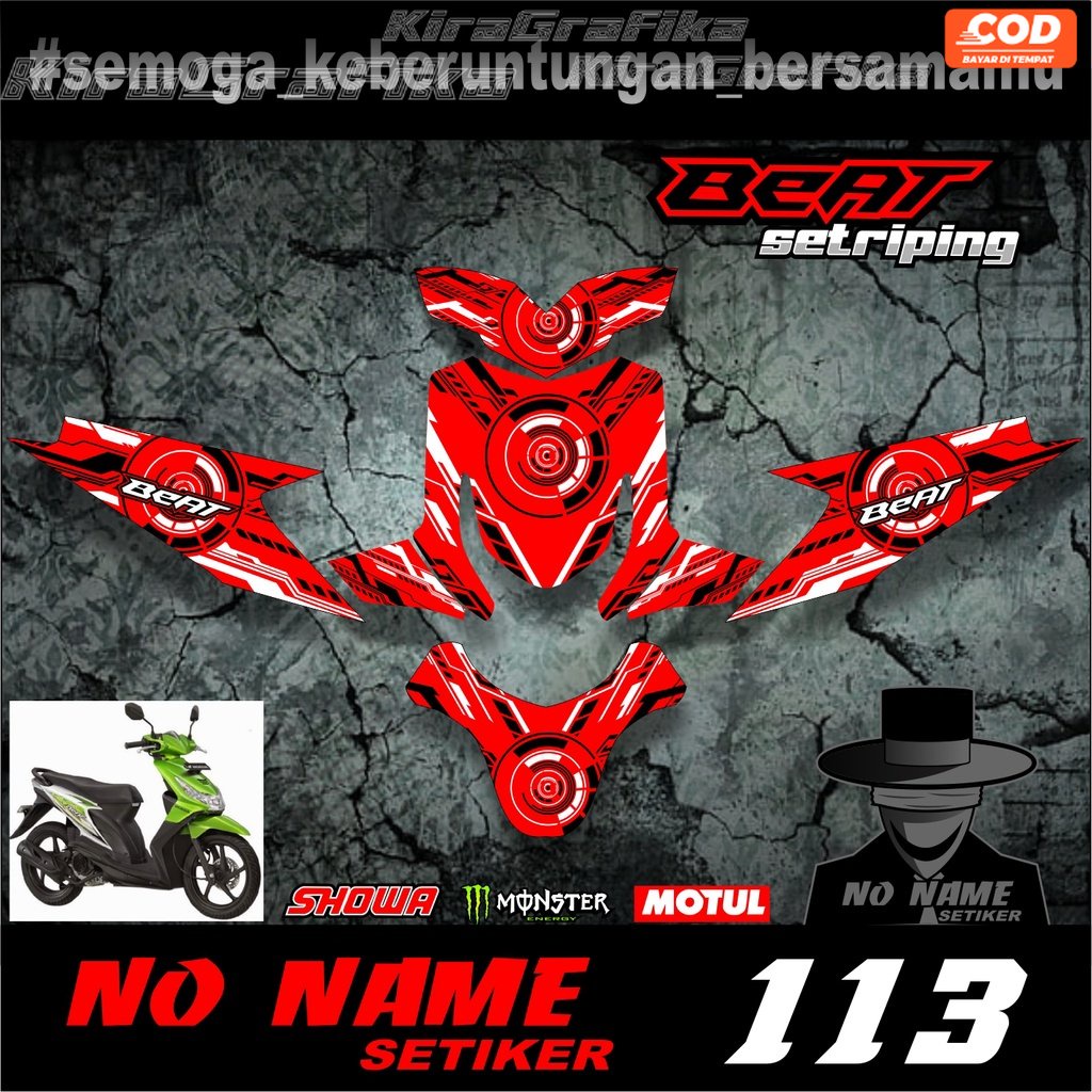 Striping Beat Karbu 2008 2009 2010 2011 2012 (113) full body Variasi Sticker Stiker Skotlet Motor Scotlite List