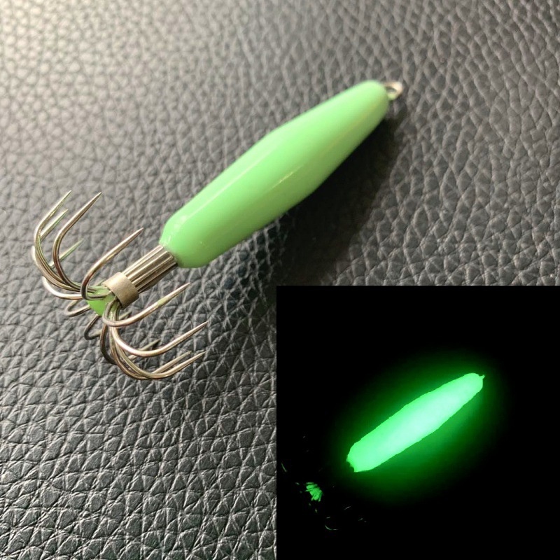 12 /16 /25 /35g Glow Squid Jigs 1Pcs Gurita Umpan Luminous Squid Jig Hooks Glow in Dark Cuttlefish Sleeve Jig Night Fishing Fresh/ Umpan Umpan Air Asin