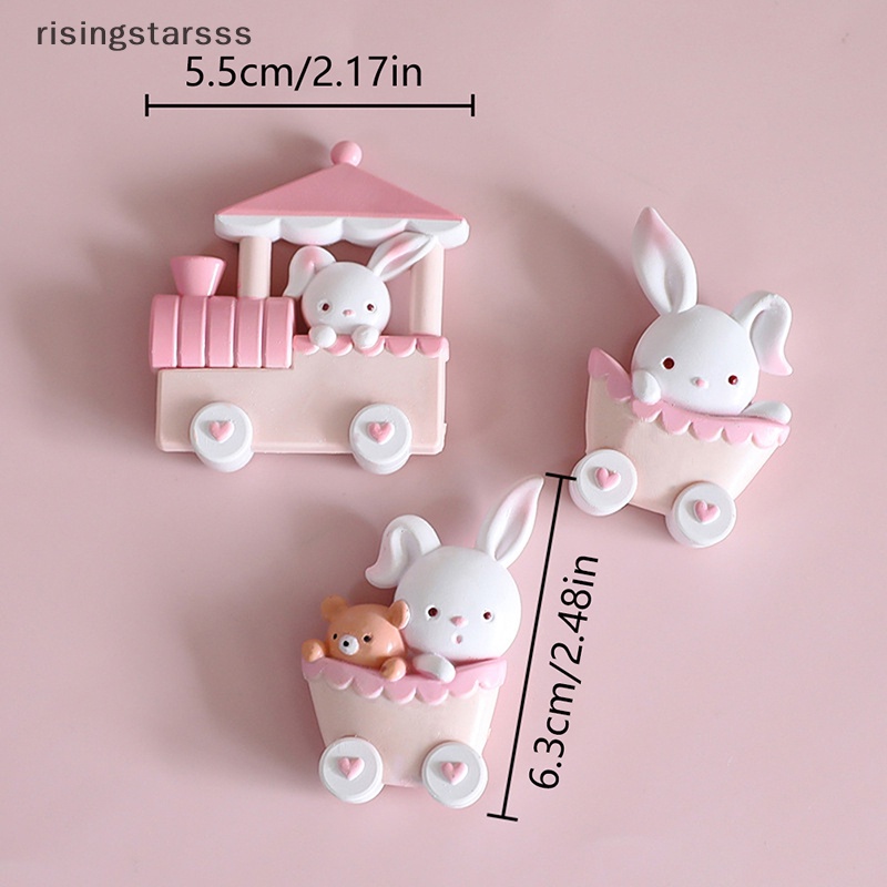 Rsid Span-new 3Pcs Hiasan Kue Resin Kartun Kelinci Kereta Ornamen Anak Paskah Dekorasi Pesta Jelly