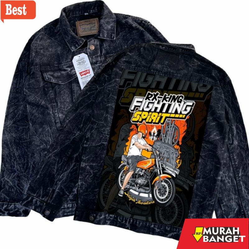 Jaket denim pria terbaru- jaket rx king /jaket jeans lepis denim rx king printing/jaket jeans printi