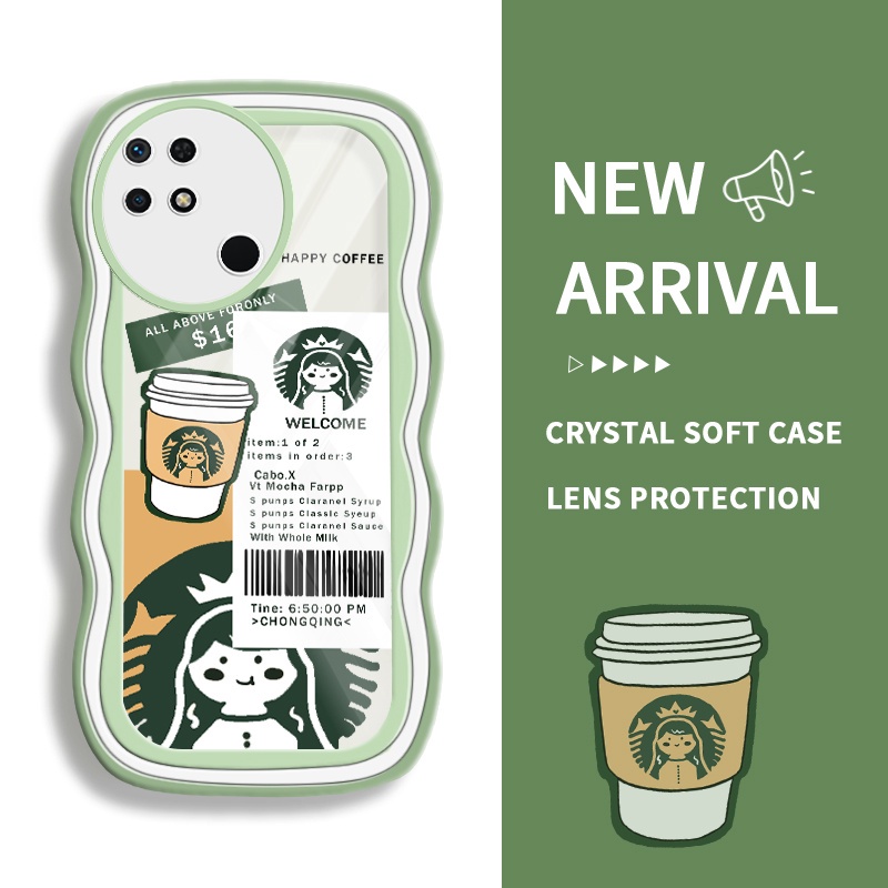 JSAYU Casing For Xiaomi For Redmi 10C 10 5G 11 Prime 5G Note 11E Case hp Starbucks Girl Gelombang Tr