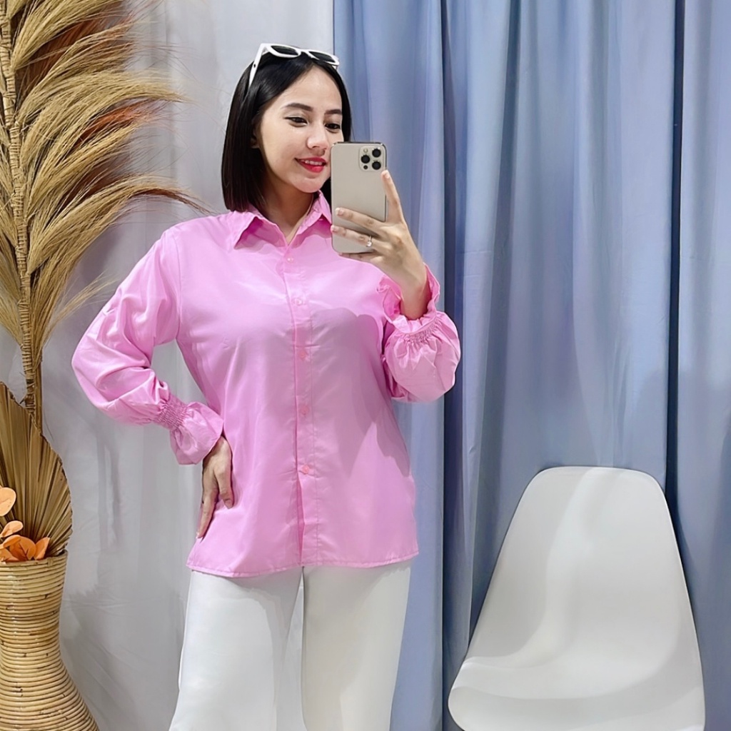 BEFAST - ZRX OOTD WANITA BLOUSE VIA / YOERI BLOUSE / Atasan Wanita Lengan Panjang / Blouse Polos Formal / Pakaian Casual Wanita Kerja / Outfit Daily Wanita Kerja / Blouse Terlaris / Fashion kekinian Remaja ABG Trendy