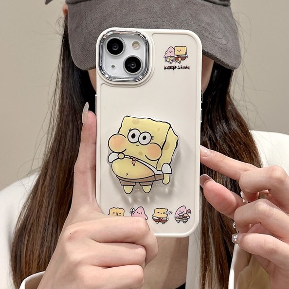 All New Metal Camera Skin Silicone Soft Case IPhone 11 12 13 14 Pro Max Women's Fashion Gift Cute Cartoon Phone Case Funny SpongeBob