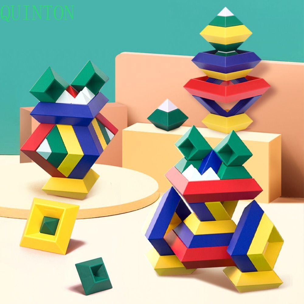 Quinton Piramid Blok Bangunan Set Permainan Keseimbangan Plastik Manusia Piramid Konstruksi Set Kecepatan Kubus Set Menara 3D Puzzle Mainan Edukasi Mainan Blok Bangunan Persegi