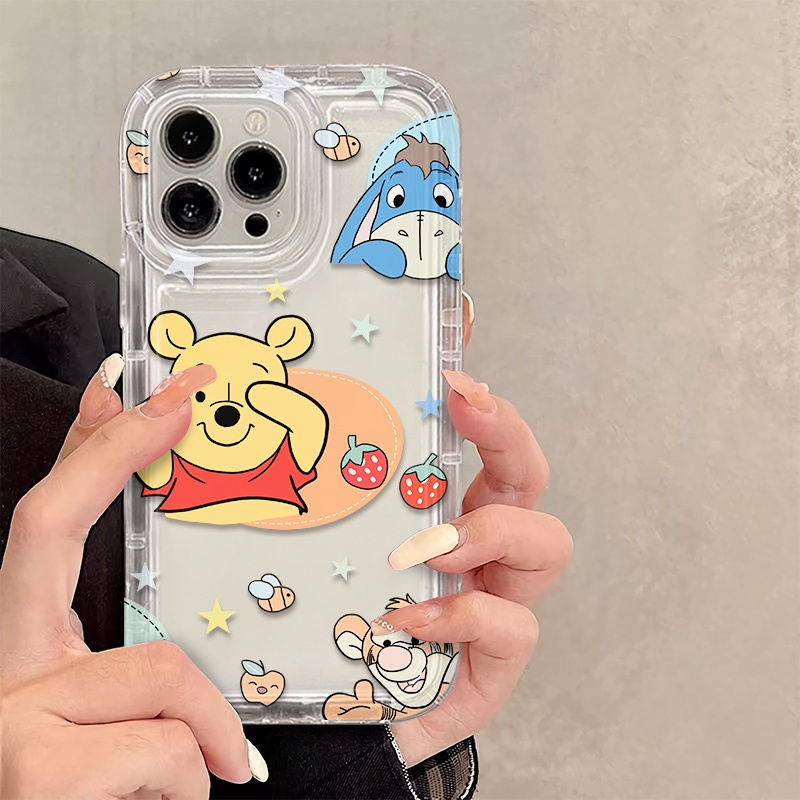 IPHONE Cute Bear Transparan Lembut Casing Ponsel Kompatibel Untuk Iphone14 13 11 12 Pro XS Max X XR 7+ 8plus Casing TPU Silikon Shockproof Cover