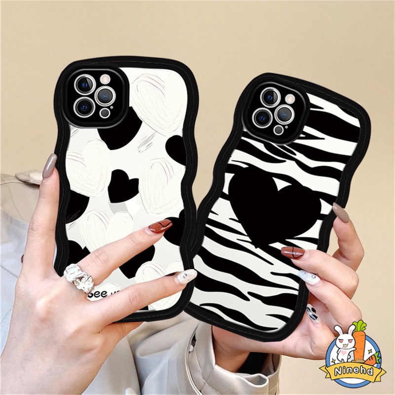 Xiaomi Redmi 12C A1 10C 10A 10 9 9A 9C 9T Note 12 11 11s 10 10s 9 9s 8 Pro Mi 11 Lite Mi 11T Pro 10T Pro Poco F3 X3 Pro Wavy Edge Hitam Putih Motif Zebra Shockproof Casing Hp