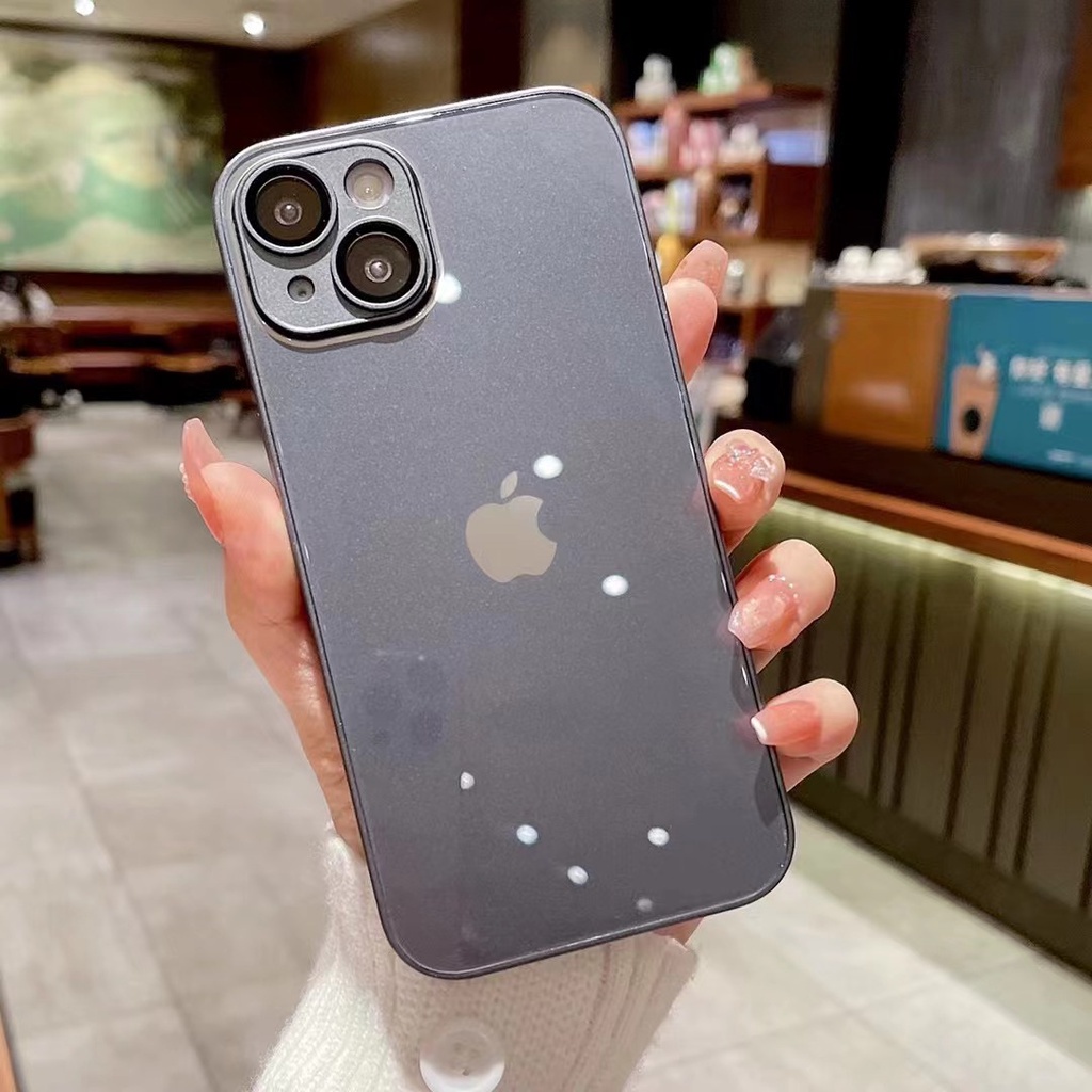 IPHONE Casing Ponsel Tahan Guncangan Kaca Dengan Perlindungan Film Lensa Untuk Iphone14 13 12 11 Pro Max X XS XR Shockproof Case Cover