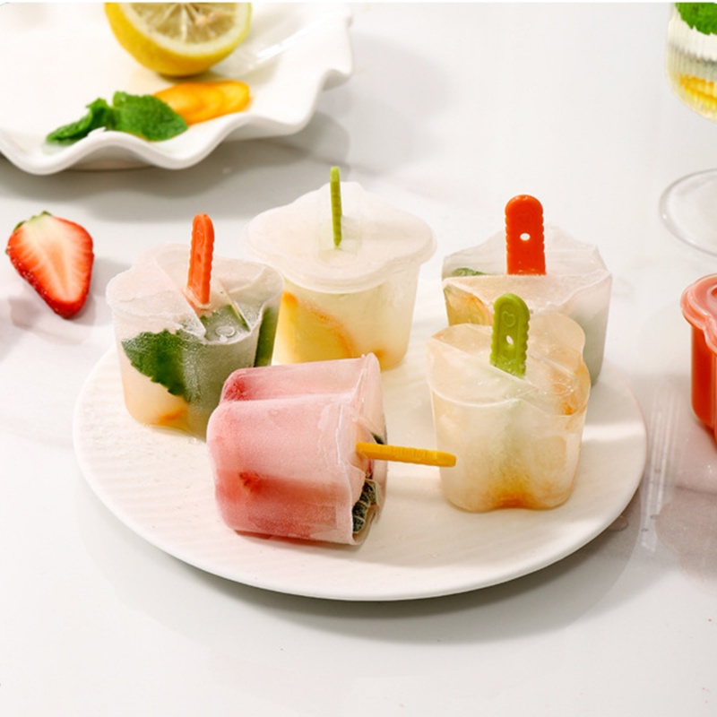 Cetakan Es Loli Silikon/ Easy Release Cetakan Es Krim Persegi Dengan Stik /Popsicle Makers Ice Cube Tray Food Storage