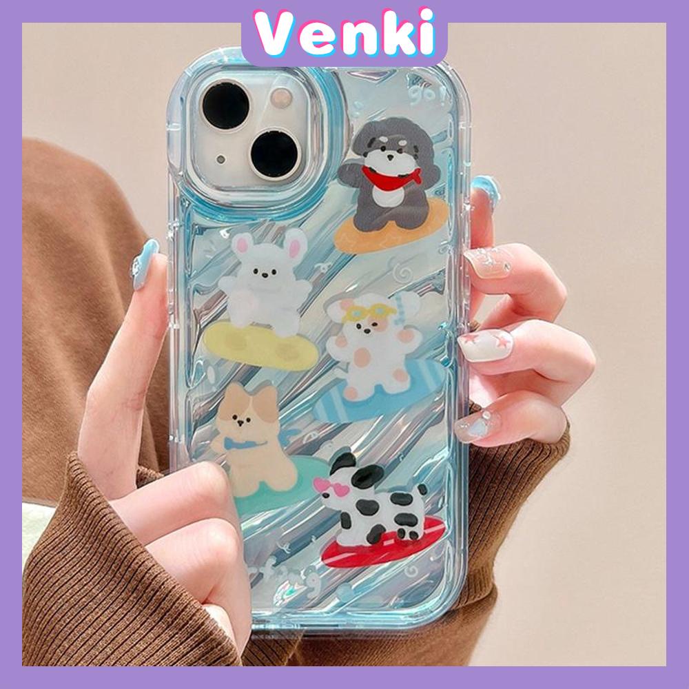 Venki - Untuk Iphone11 iPhone Case Laser Reflektif Bening Case TPU Lembut Shockproof Airbag Case Cute Surfing Critter Kompatibel Dengan Iphone14 13 Pro Max 12 Pro Max XR XR 7Plus 8Plus