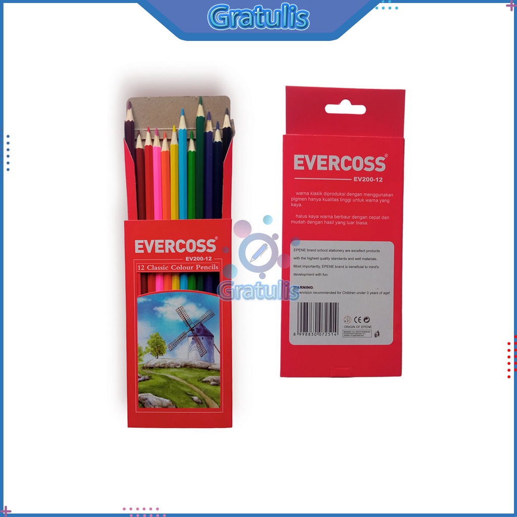 

COLOUR PENCILS EVERCOSS EV200 [1 PACK] / PENSIL WARNA PANJANG / PINSIL PERALATAN GAMBAR MEWARNAI ANAK 1 PAK MURAH 12 PCS WARNA