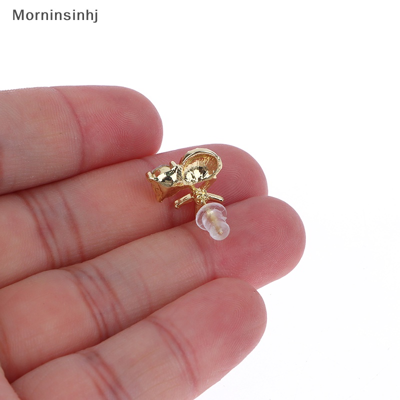 Mornin 1pasang Paduan Asimetris Sederhana Bintang Laut Ear Studs Zircon Pearl Earrings id