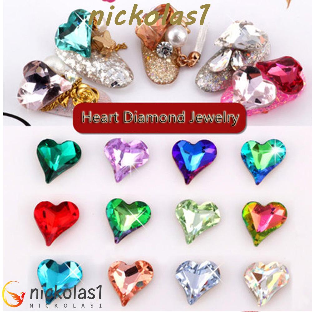 Nickolas1 Nail Art Rhinestones 10PCS 8MM Kristal Permata Peach Bentuk Hati Manikur Aksesoris Mix Dekorasi Kuku