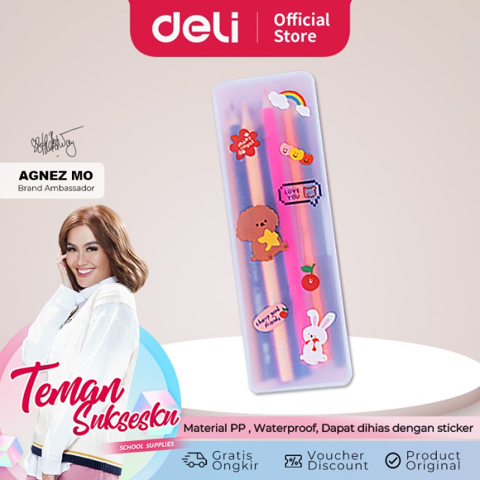 

Deli Pencil Pouch / Kotak Pensil Transparant Lucu DIY Sticker 71005