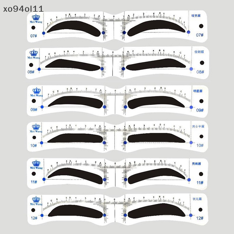 Xo 12Pcs Gaya Stensil Pembentuk Alis Grooming Shaper Template Alat Makeup OL