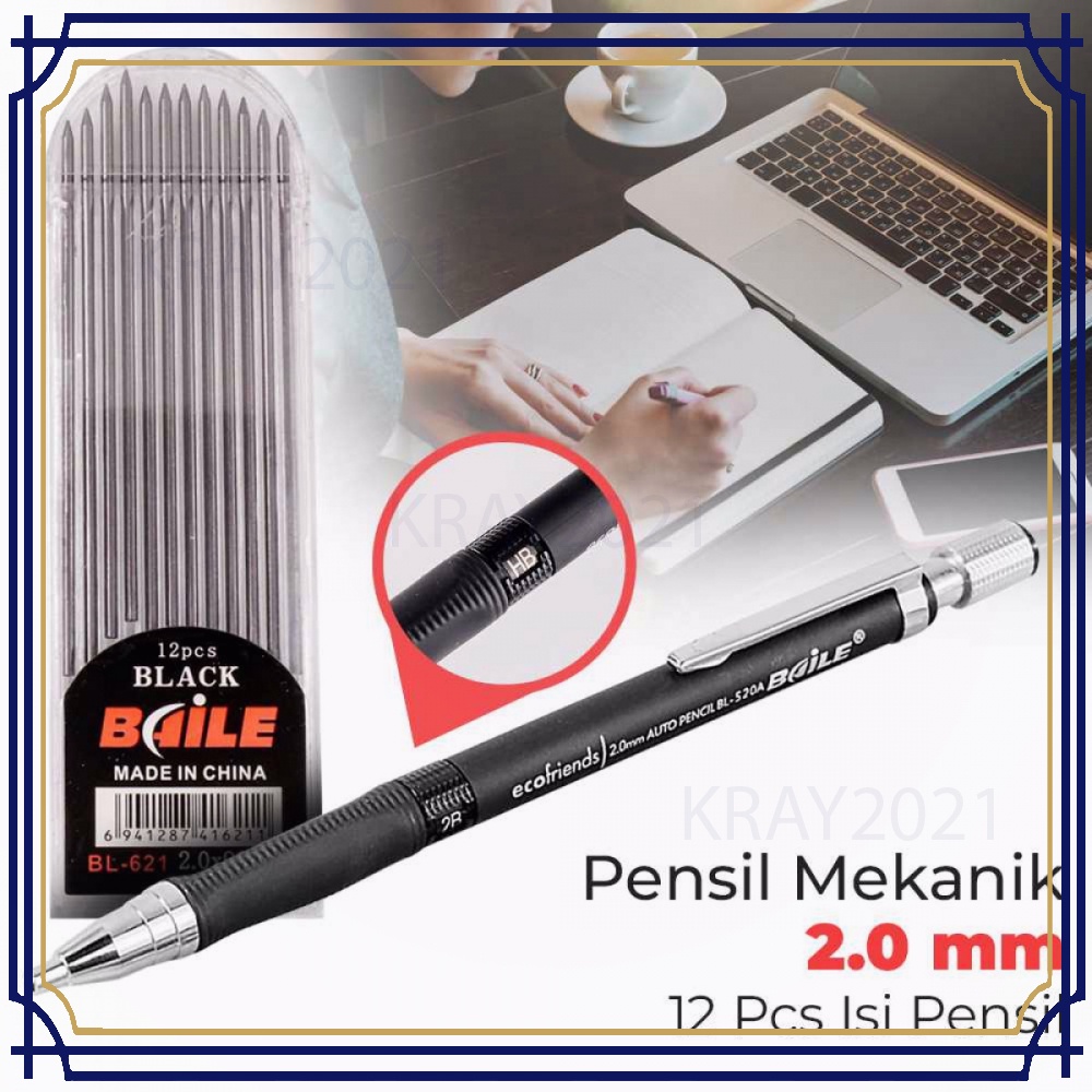 Pensil Mekanik Mechanical Pencil 2B 2mm 12 Isi AK143