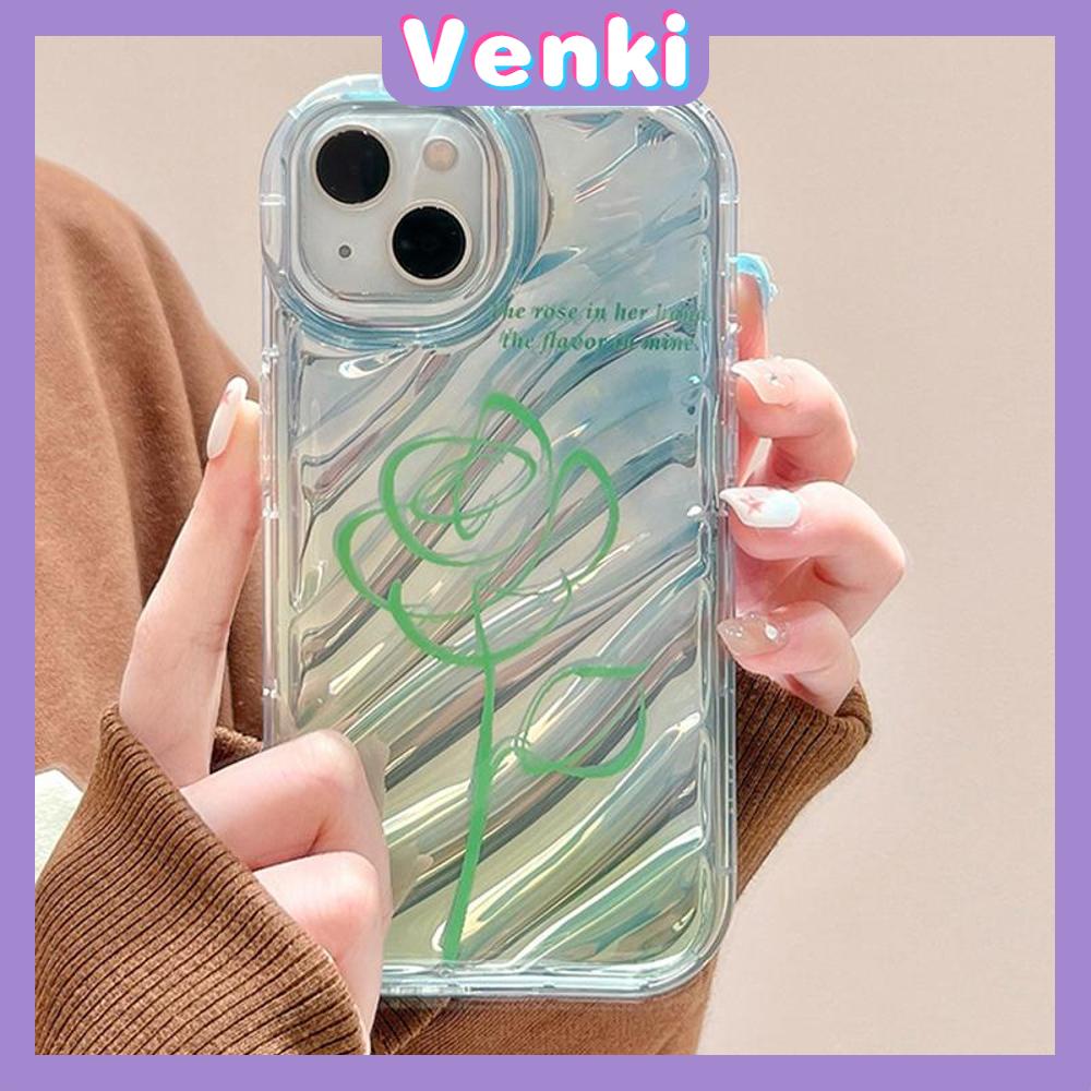 Venki - Untuk Iphone11 iPhone Case Laser Reflektif Bening Casing Ponsel TPU Lembut Shockproof Airbag Phone Case Simple Flower Kompatibel Dengan Iphone14 13 Pro Max 12 Pro Max XR 7 8Plus