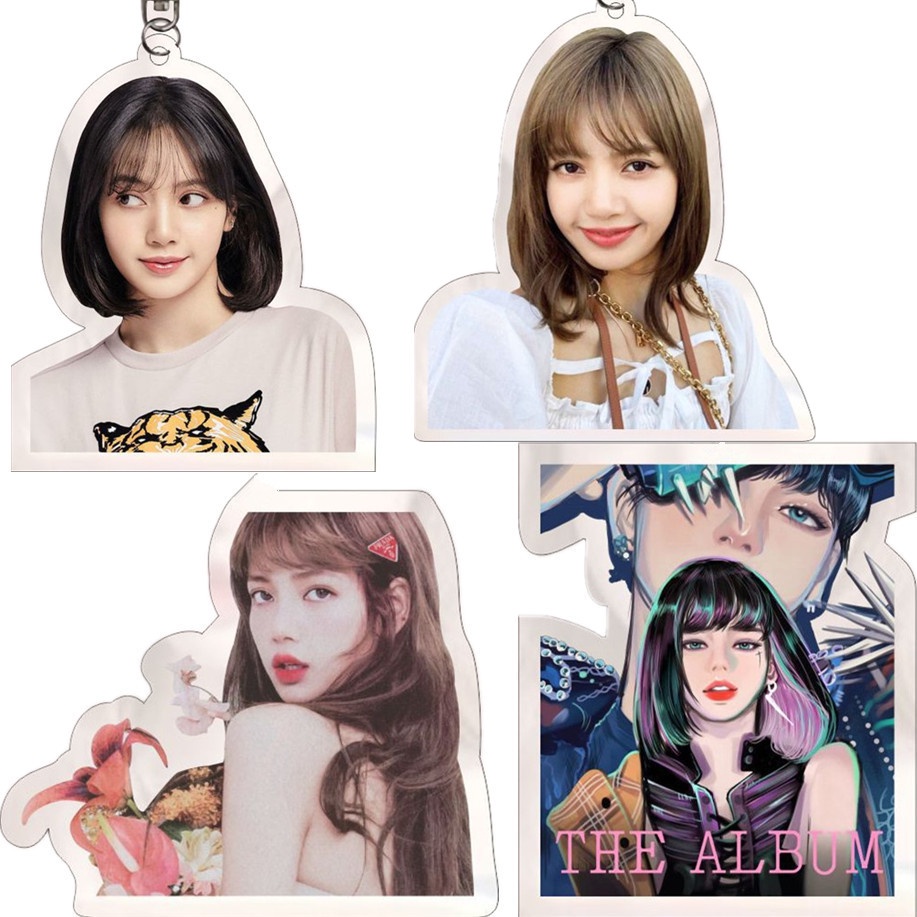 1pc Gantungan Kunci Akrilik LISA Black-Pink Hitam Pink Lalisa Manoban Key Ring Gantung