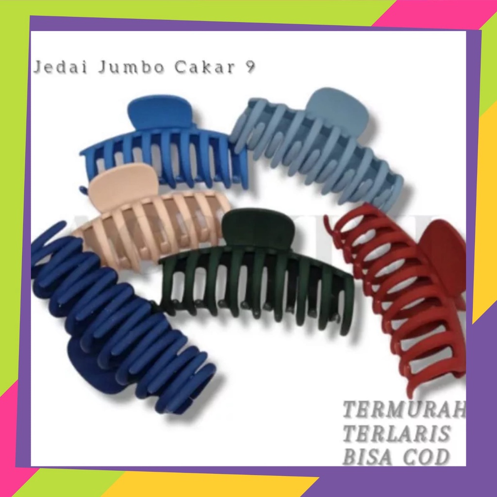 5077 / paket usaha jepit rambut jumbo cakar 9 / jedai rambut korea lebar 11cm isi 12pcs ( 1 lusin )