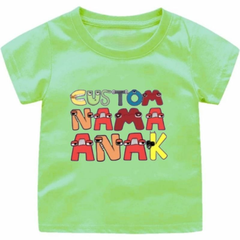 CUSTOM NAMA ANAK DENGAN Huruf Alphabet lore series/kaos anak alphabet lore costum nama