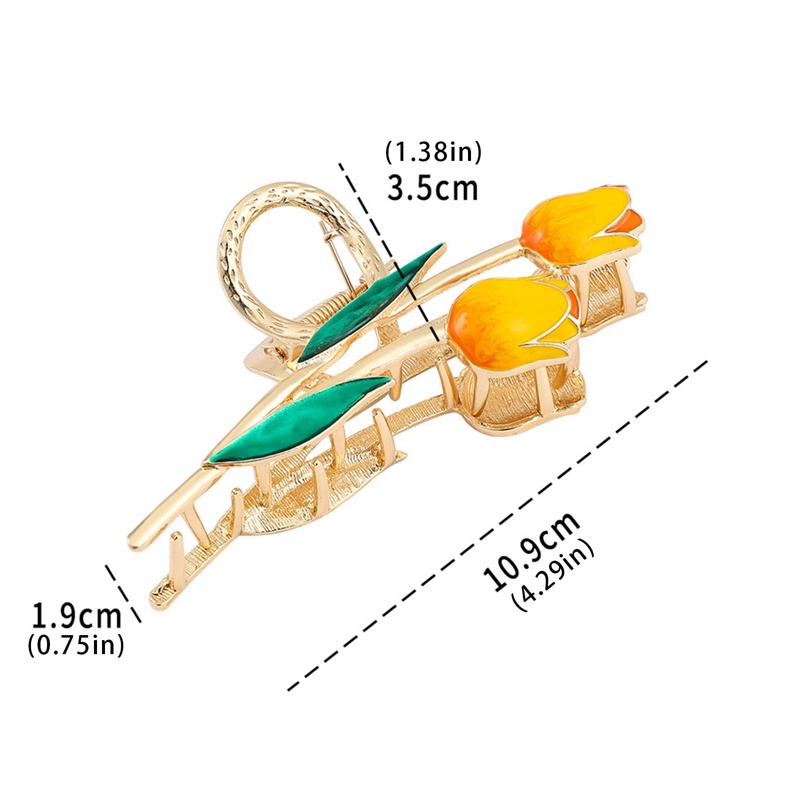Vintage Tulip Wanita Cakar Rambut Mewah Jepit Rambut Untuk Gadis Kepiting Ukuran Besar Korea Jepit Hiasan Kepala Aksesoris Rambut