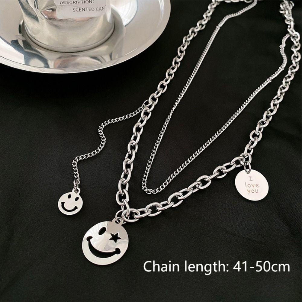 Lily Kalung Liontin Permata Hitam Desain Rasa Aesthetic Bermutu Tinggi Paduan Titanium Steel Perhiasan Necklace Untuk Wanita