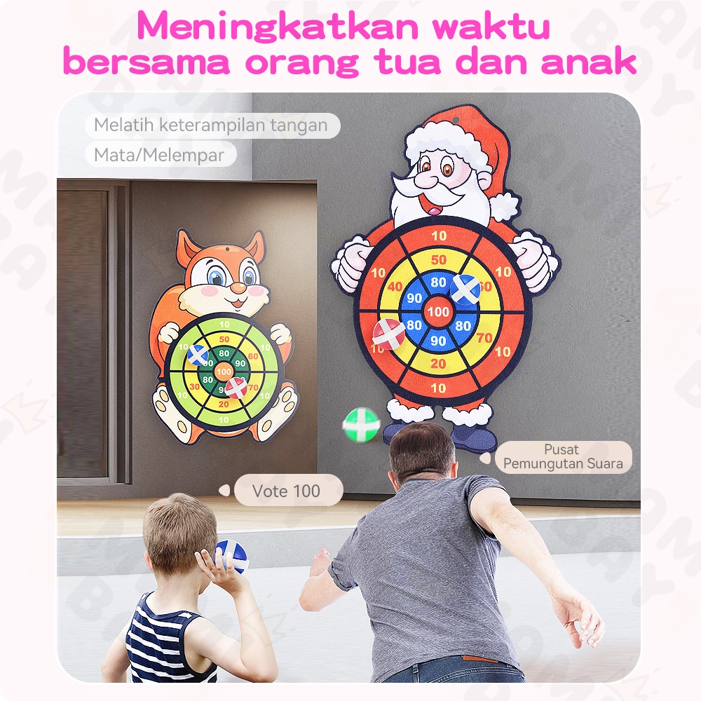 Mamibayi Mainan Lempar Bola Dinding Dart Board Anak Motif kartun Lempar Bola Panah