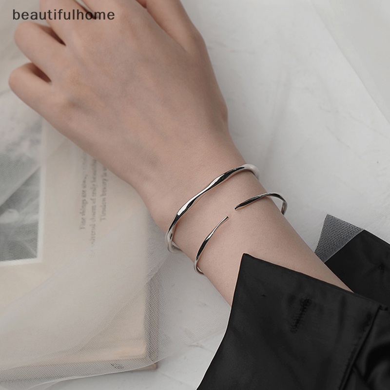 {beautifulhome} 999gelang Perak Mobius Sterling Perhiasan Halus Elegan Gelang Terbuka Desain Vintage Gelang Adjustable Halus Perhiasan Pesta Hadiah Aksesoris.