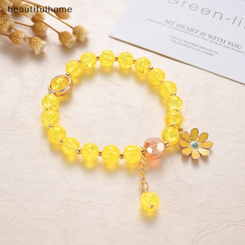 {beautifulhome} Korean Crystal Bracelet Pink Cute Girly Bracelet Daisy Gelang Tangan Perempuan Gelang Wanita Aksesoris Fashion.