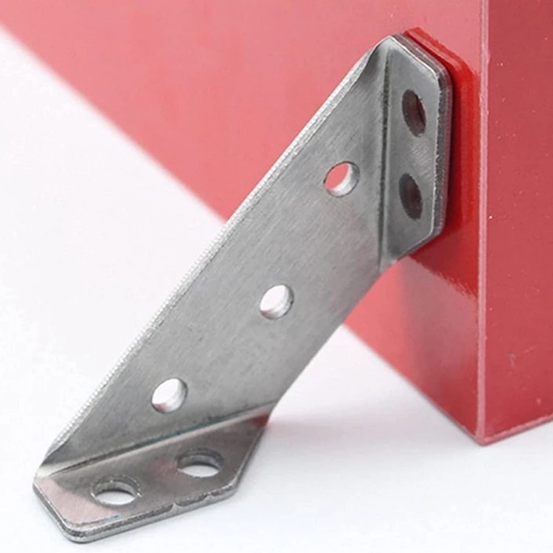 Universal Furniture Corner Connector Triangle Support/(1support +4 Sekrup) Pengencang Braket Sudut Siku Stainless-Steel/Right Angle Stand Sudut Aksesoris Furniture/