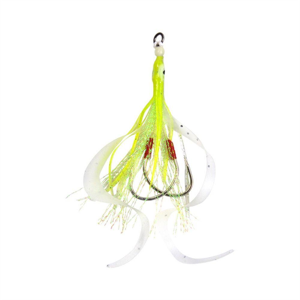AUGUSTINA Agustina Assist Hooks Aksesoris Pancing Buatan Silikon Luminous Umpan Jig Lembut Untuk Air Asin