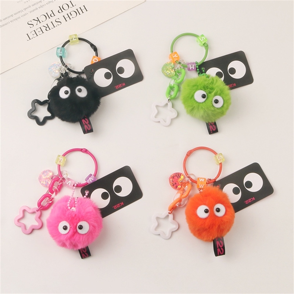 Kartun Bola Mewah Gantungan Kunci Lucu Berbulu Boneka Bintang Hati Liontin Keyrings Untuk Wanita Pompom Mobil Keyholder Earphone Case Ornamen