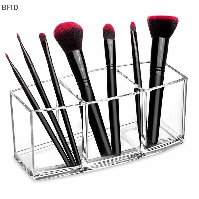 [BFID] Kotak Penyimpanan Alat Brush Makeup Plastik Kosmetik Transparan 3lubang Case Holder [ID]