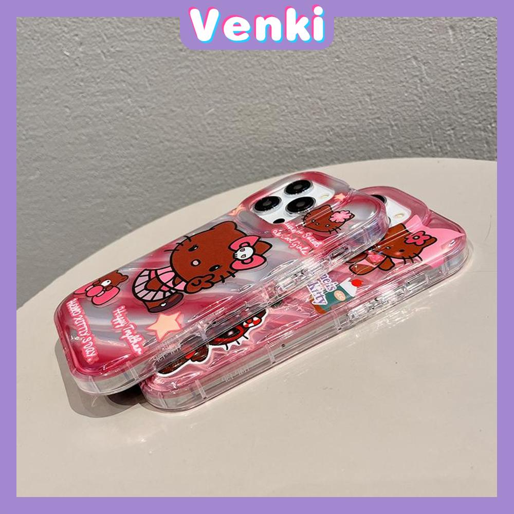 VENKI - Untuk iPhone 11 iPhone Case Laser Reflektif Bening Phone Case TPU Soft Shockproof Airbag Case Cute Kartun Kucing Kompatibel dengan iPhone 14 Pro Max 13 Pro Max 12 Pro Max XR XS 7