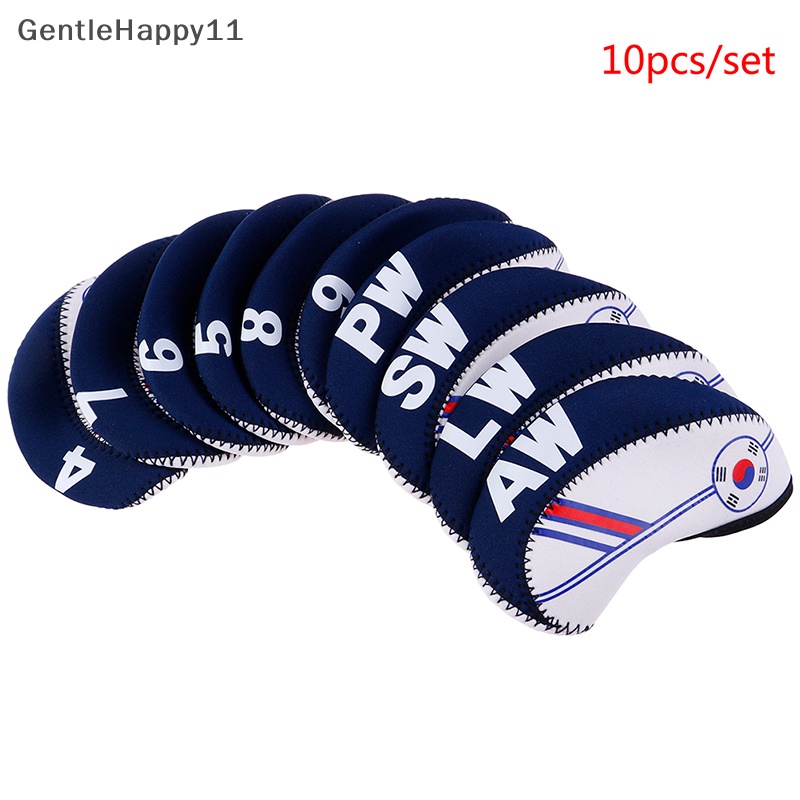 Gentlehappy 10Pcs /set Golf Club Iron Head Cover Protector Neoprene Penutup Kepala Pelindung Golf  Id